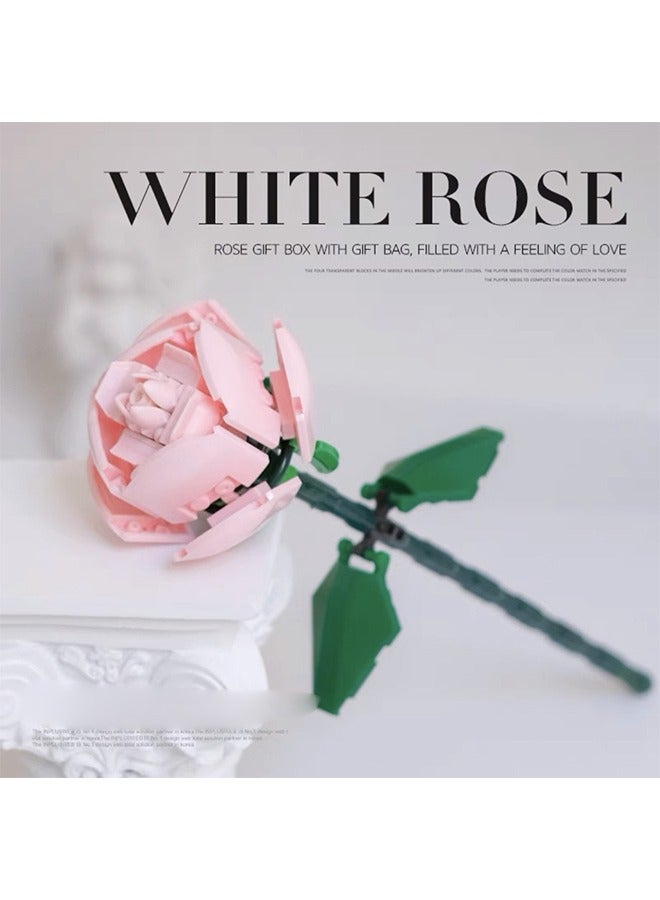 Bouquet Brick Set Rose Pink Artificial Flower Construction Project Release stress and focus the mind, perfect for adults/teens as a birthday gift  - Image 3