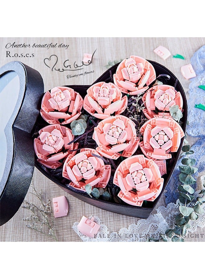 Bouquet Brick Set Rose Pink Artificial Flower Construction Project Release stress and focus the mind, perfect for adults/teens as a birthday gift  - Image 4