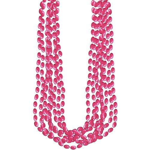 Amscan Pink Metallic Bead Necklaces - 30" (Pack of 8) - Stunning Party Accessory, Perfect for Celebrations and Costume Events - Image 1