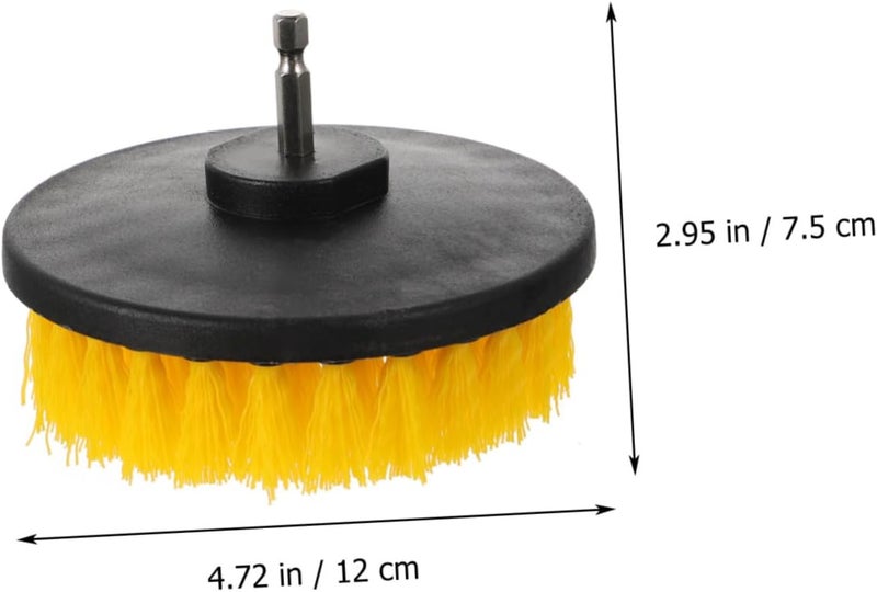 VERDANVERSE Electric Drill Brush Cleaning Tool Set 5-Inch Round Brush Heads Yellow Hollow Core Floor Scrubber Attachment for Home Kitchen Bathroom Use - Image 2