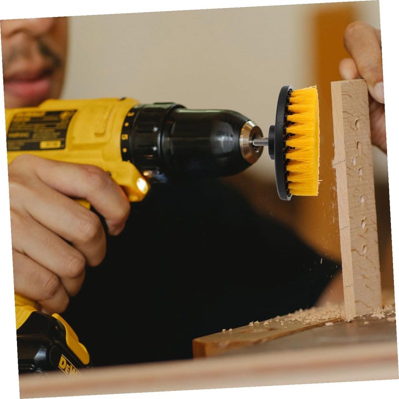 VERDANVERSE Electric Drill Brush Cleaning Tool Set 5-Inch Round Brush Heads Yellow Hollow Core Floor Scrubber Attachment for Home Kitchen Bathroom Use - Image 5