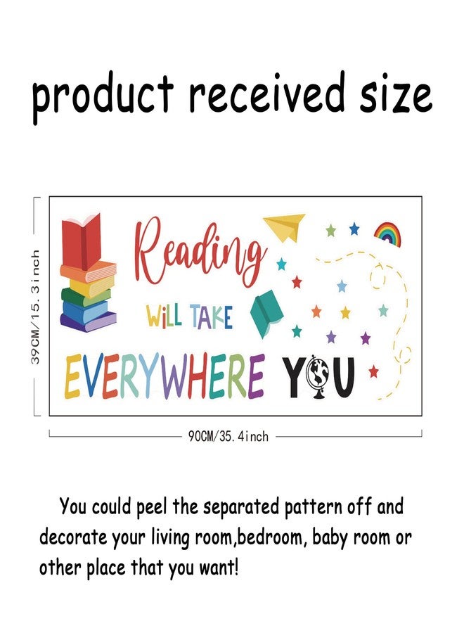 SUPERDANT Reading Wall Decor Inspirational Quote Learning Wall Sticker DIY Kids Book Reading Will Take You Everywhere Books Decals for Read Corner Nursery Library Classroom Study Room School Stickers - Image 2