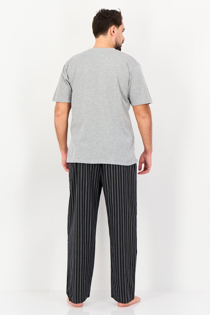 Algspar Men 2 Pieces Short Sleeve Stripe Top And Bottom Set, Multicolor - Image 3