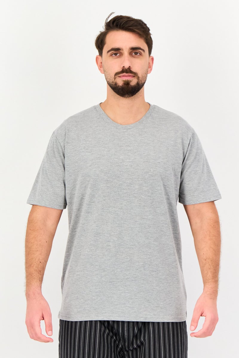 Algspar Men 2 Pieces Short Sleeve Stripe Top And Bottom Set, Multicolor - Image 4