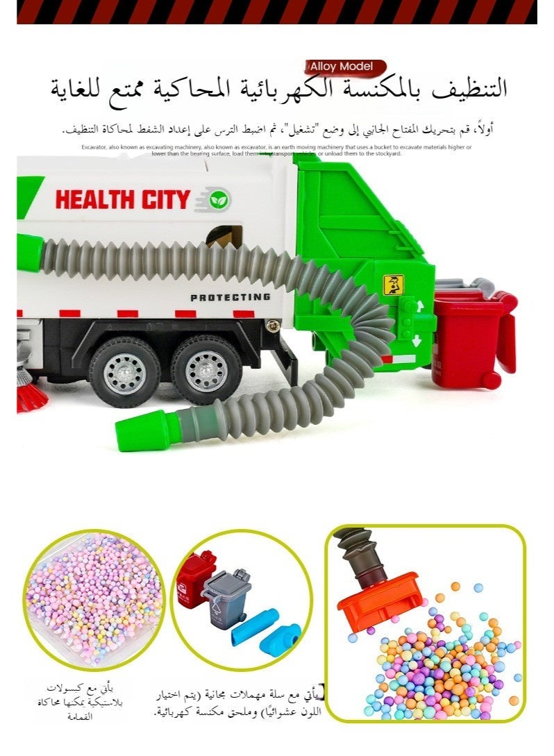 Electric Sweeper Truck Toy – Water Spray, Light & Sound, Pull Back, Alloy Model, Gift for Kids - Image 5