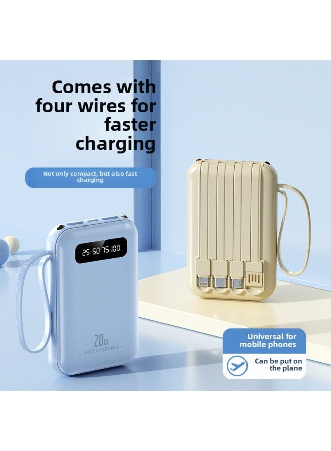 Loquat Self-belt Charging Treasure 20000 MA Large Capacity Compact Fast Charging Mobile Power Customized LOGO Gifts-Color:Sky Blue-Power Supply Capacity:20000ma  - Image 3