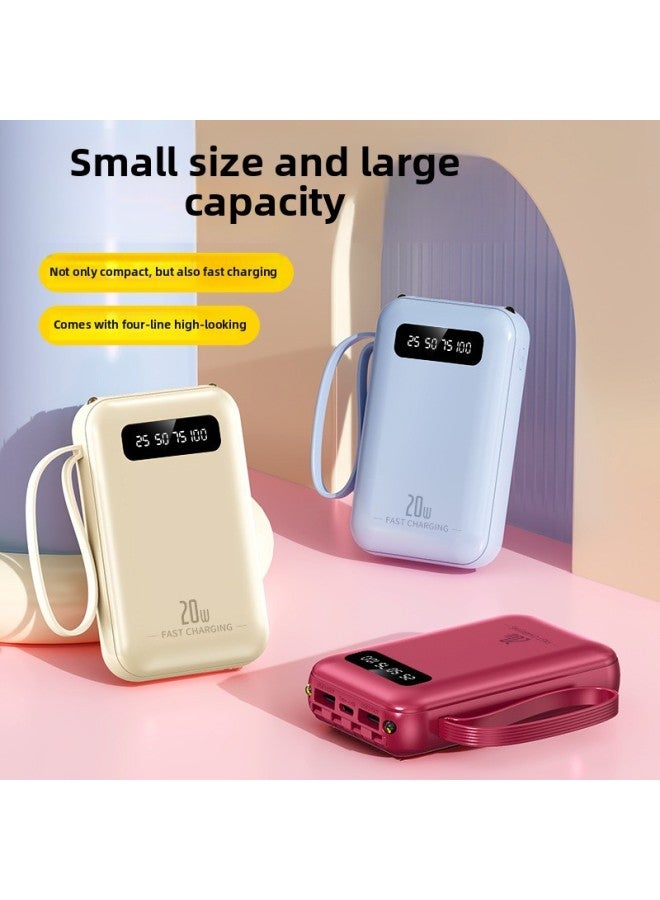 Loquat Self-belt Charging Treasure 20000 MA Large Capacity Compact Fast Charging Mobile Power Customized LOGO Gifts-Color:Sky Blue-Power Supply Capacity:20000ma  - Image 2