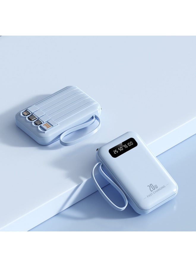 Loquat Self-belt Charging Treasure 20000 MA Large Capacity Compact Fast Charging Mobile Power Customized LOGO Gifts-Color:Sky Blue-Power Supply Capacity:20000ma  - Image 1