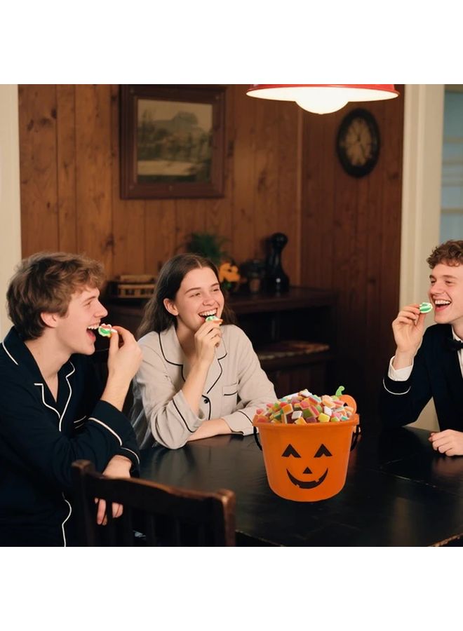 6Pcs Durable Plastic Smiling Pumpkin Candy Buckets Halloween Trick Or Treat Decor - Image 5