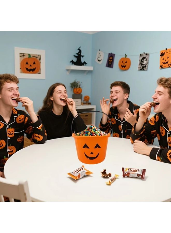 6Pcs Durable Plastic Smiling Pumpkin Candy Buckets Halloween Trick Or Treat Decor - Image 4