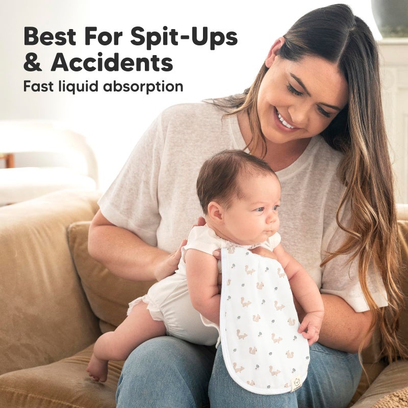 KeaBabies 5-Pack Muslin Burp Cloths Baby Boy, Girl - Very Absorbent Baby Burp Cloth Rags, 8-Layers Viscose Derived from Bamboo Cotton Muslin Towel, Super Soft Spit Up Rags, No Shrink Washcloths (Prairie) - Image 5