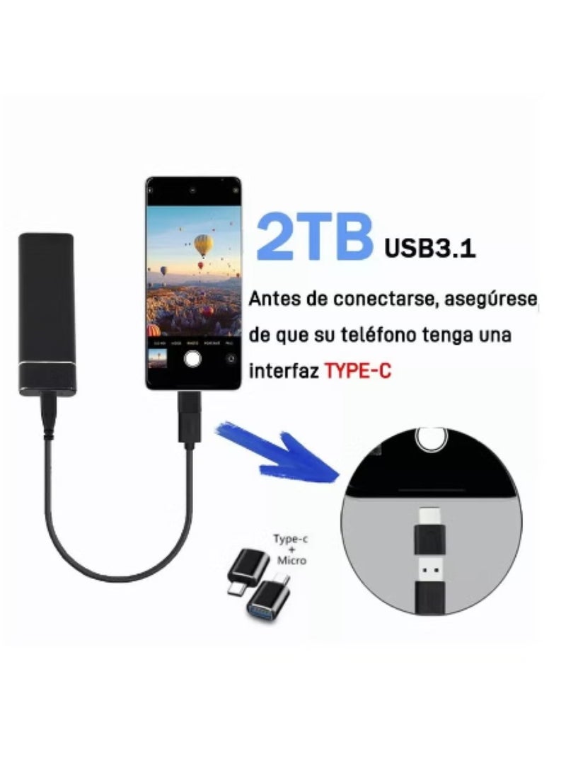بيوينتي Portable External Hard Drive 2TB , Mini SSD Hard Drives,Solid State External Drives,Computer Backup Drive,USB 3.1 to Type-C Support Data Storage Transfer for Windows XP PC Laptop and Mac  - Image 3