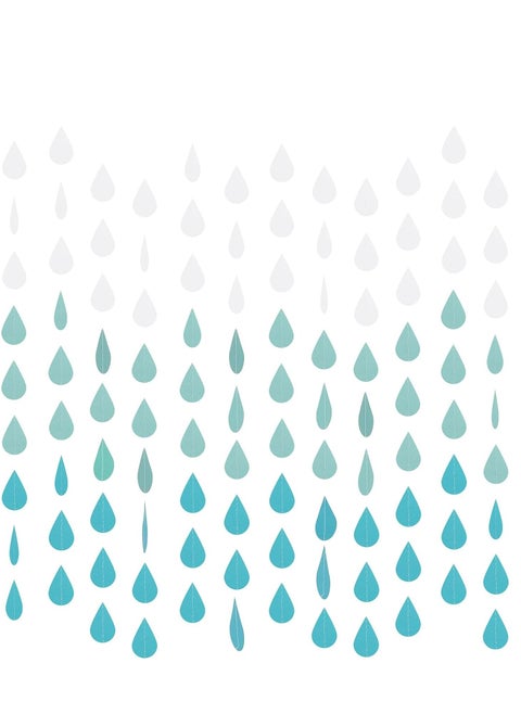 24 Strings Raindrop Garland Decorations, Paper Hanging Rain Drops Decor Pieces for Baby Shower, Party and Centerpieces Decoration - Blue