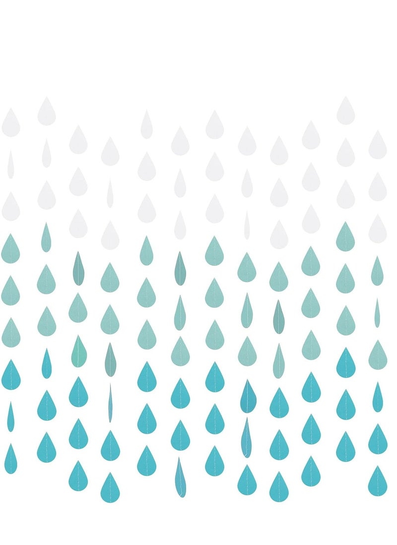 SYOSI - 24 Strings Raindrop Garland Decorations, Paper Hanging Rain Drops Decor Pieces for Baby Shower, Party and Centerpieces Decoration - Blue - Image 1