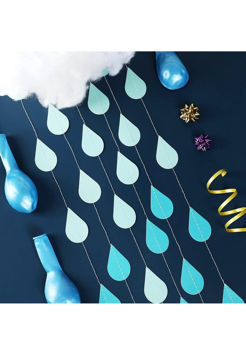 SYOSI - 24 Strings Raindrop Garland Decorations, Paper Hanging Rain Drops Decor Pieces for Baby Shower, Party and Centerpieces Decoration - Blue - Image 1