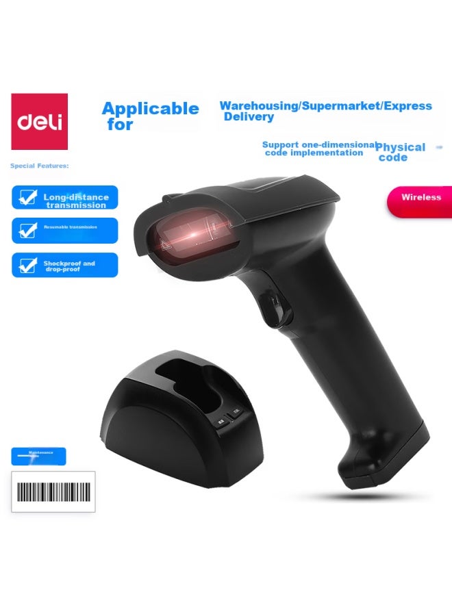 Deli Barcode Scanner, Wireless Scanner, Spare Parts Warehouse, Pharmaceutical Traceability, Express Delivery And Logistics Inquiry, Product Barcode Scanning, One-dimensional Laser Scanner, With Charging Base, Scanner 14951w - Image 4
