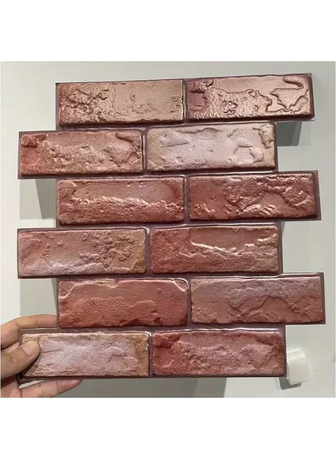 10 قطعة ورق حائط ثلاثي الأبعاد بلون الطوب الأحمر ذاتية اللصق، بتصميم غير منتظم لجميع أنواع الغرف - Image 5
