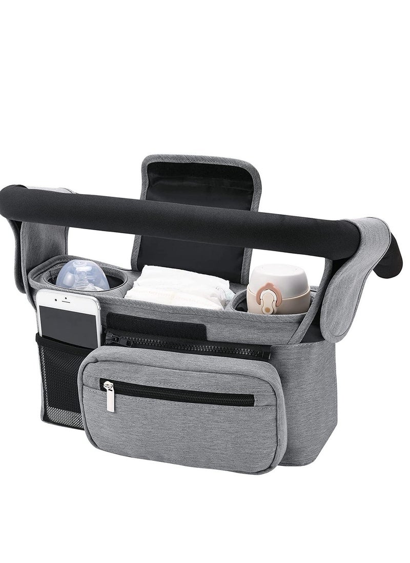 Generic - Universal Stroller Organizer with Insulated Cup Holder - Detachable Phone Bag & Shoulder Strap, Fits for Stroller Like Uppababy, Baby Jogger, Britax, BOB, Umbrella and Pet Stroller - Image 1
