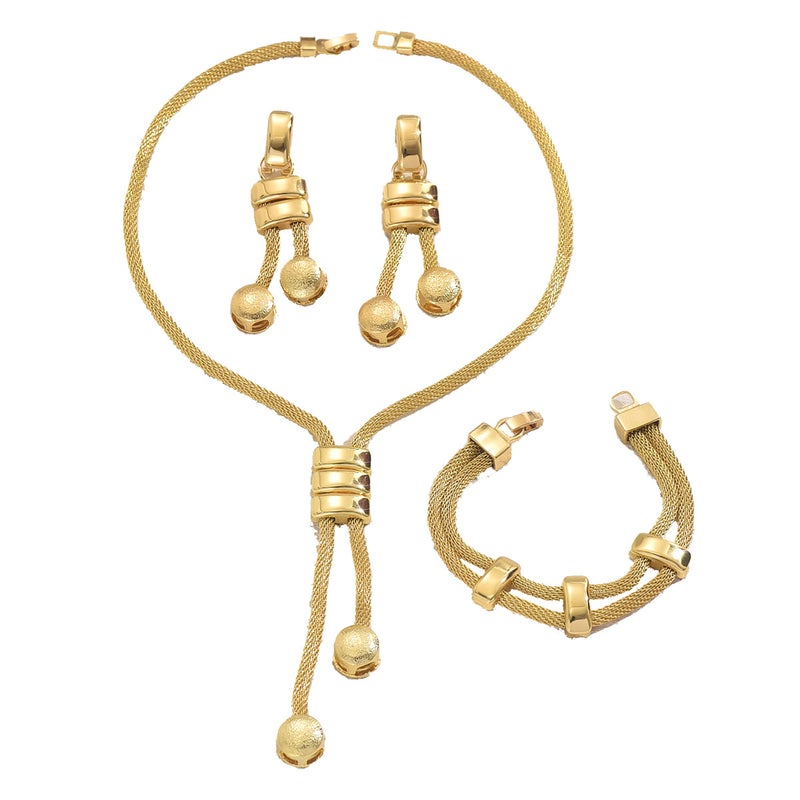 Ba Sha European and American Style Jewelry Set - 18K Plated Long Necklace, Geometric Tassel Earrings, Versatile Niche Bracelet for Women - Image 5