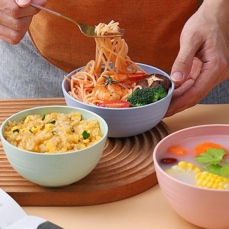 HAPYSA Wheat Straw Bowl Set of 4 - Unbreakable Cereal Bowls - Mixing & Serving Bowl for Salad, Soup and Popcorn - BPA Free, Healthy & Eco-Friendly / 800ml (Multicolor) - Image 5