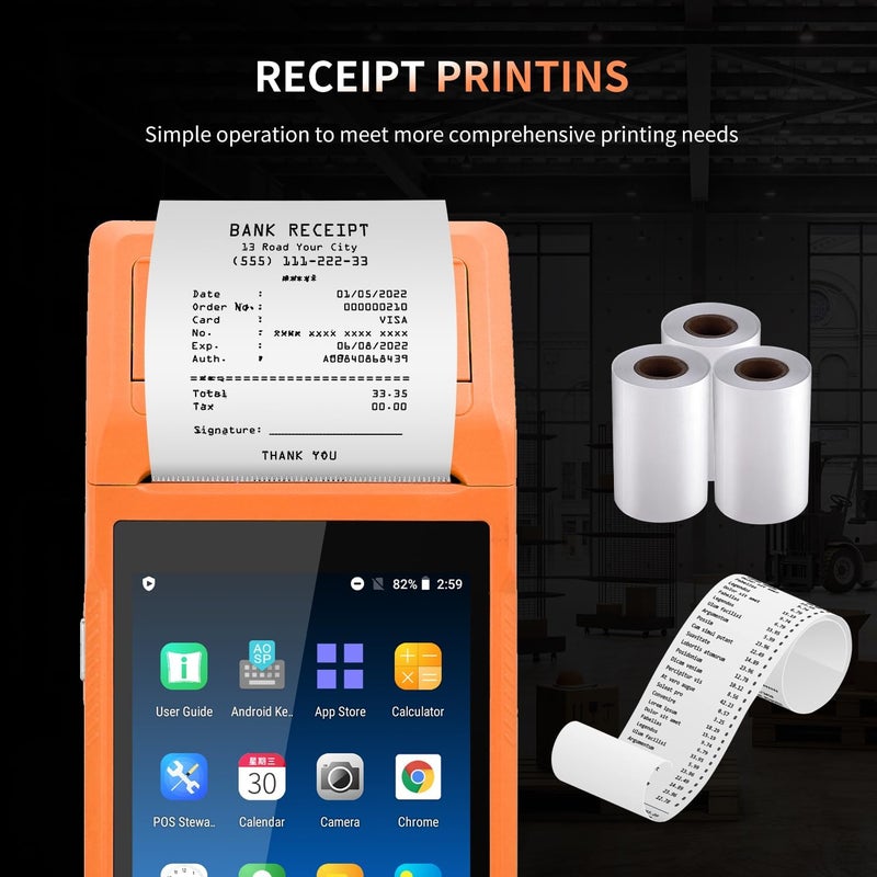 Handheld PDA Android 11.0 POS Terminal with Receipt Printer, Data Collector, Portable Barcode Scanner, Handheld Bluetooth USB WiFi BT4.0, Includes 58 * 35 Paper Scroll（P58-03） - Image 5