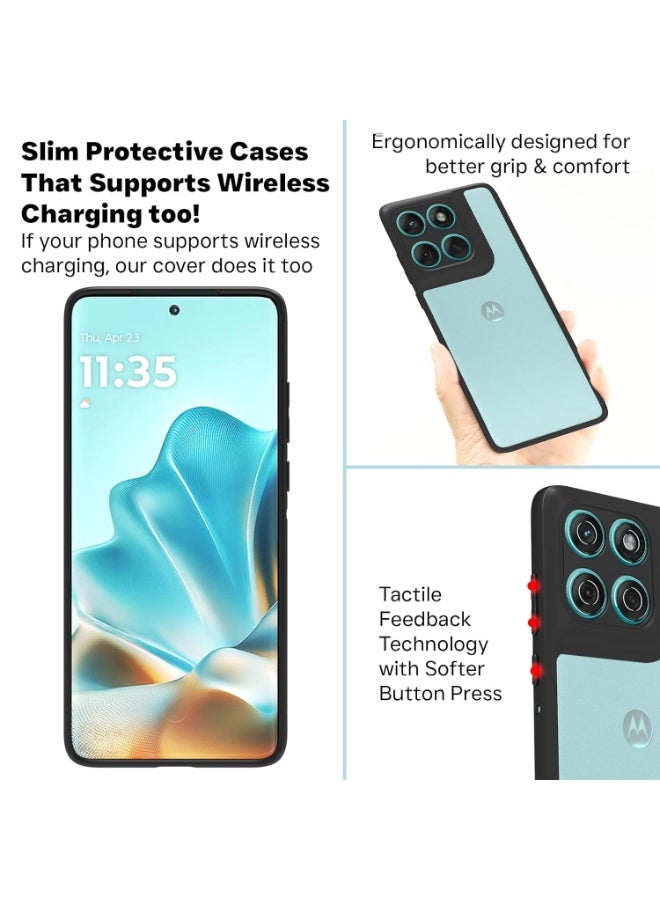 Case Cover Shockproof Hard PC Back Soft TPU Frame Anti-yellowing Slim Protective Cover Compatible with Moto EDGE 60 FUSION (Clear) - Image 3