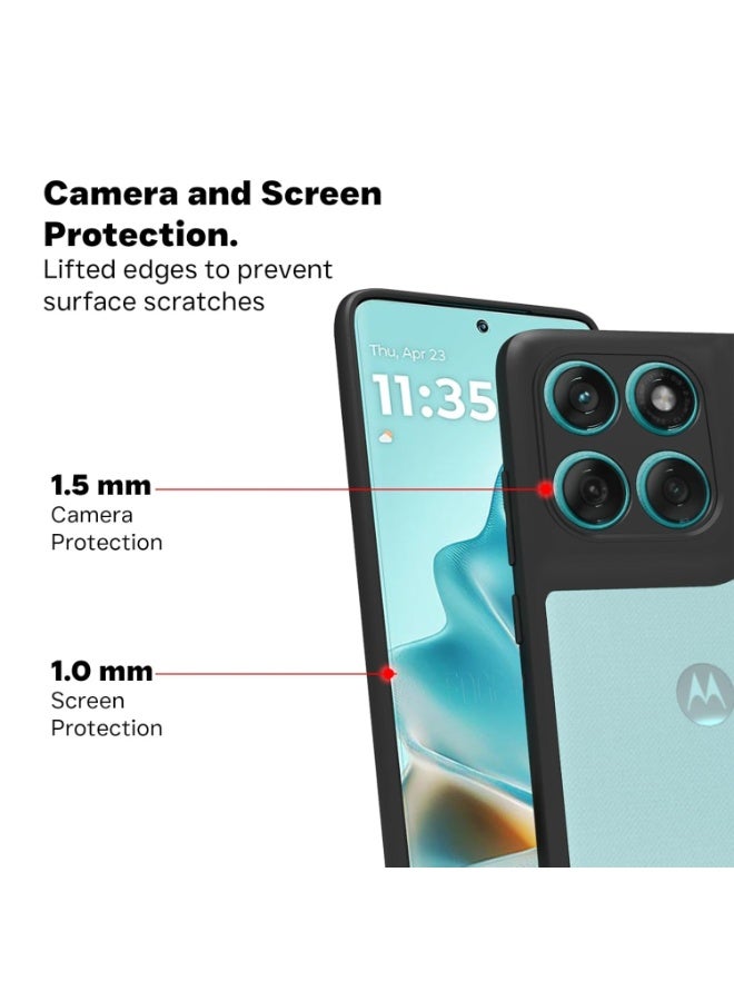 Case Cover Shockproof Hard PC Back Soft TPU Frame Anti-yellowing Slim Protective Cover Compatible with Moto EDGE 60 FUSION (Clear) - Image 5