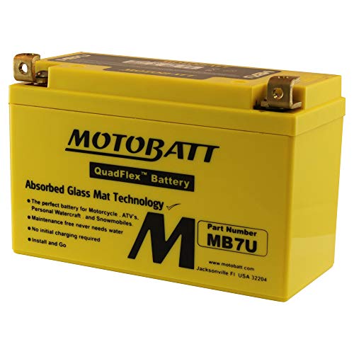 Motobatt بطارية موتوبات MB7U (12 فولت 6.5 أمبير) 100CCA مفعلّة من المصنع بتقنية QuadFlex AGM، كبيرة - Image 1