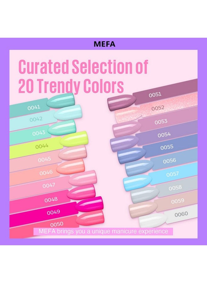 MEFA Gel Nail Polish Set, 23 Pcs Pastel Hot Pink Sage Green Blue Bright Colors Gel Polish Set Macaron Colors Soak Off Nail Polish Gel Nails Art For Women Girl Diy Salon Home Manicure Decoration - Image 1