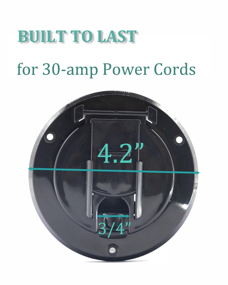 X-Haibei RV Trailer Camper Electric Power Cord Cable Hatch Round Fits 2-3/4 inches Dia. Hole Flip Up Cover (Black) - Image 2