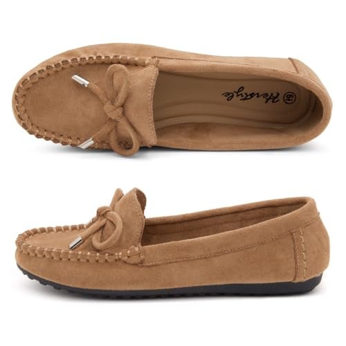 Herstyle Loafers for Women – Slip-On Business Flats Shoes | Dressy Casual Walking Flats with Memory Foam Insole | Lightweight & Comfortable Moccasins for Office & Travel, 2024Tan, Size 6.0, Canal - Image 4