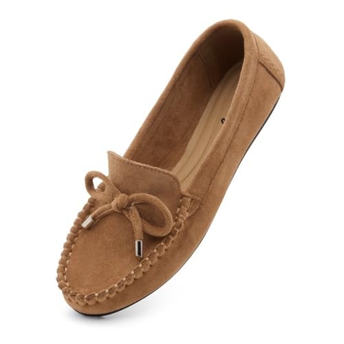 Herstyle Loafers for Women – Slip-On Business Flats Shoes | Dressy Casual Walking Flats with Memory Foam Insole | Lightweight & Comfortable Moccasins for Office & Travel, 2024Tan, Size 6.0, Canal