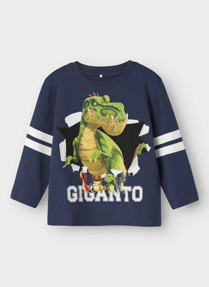 نيم ات تيشيرت أطفال مطبوع بياقة مستديرة