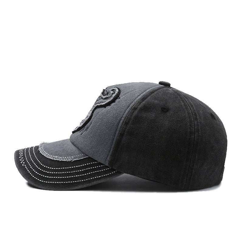Vintage Washed Bull Head Embroidery Baseball Cap - Image 2