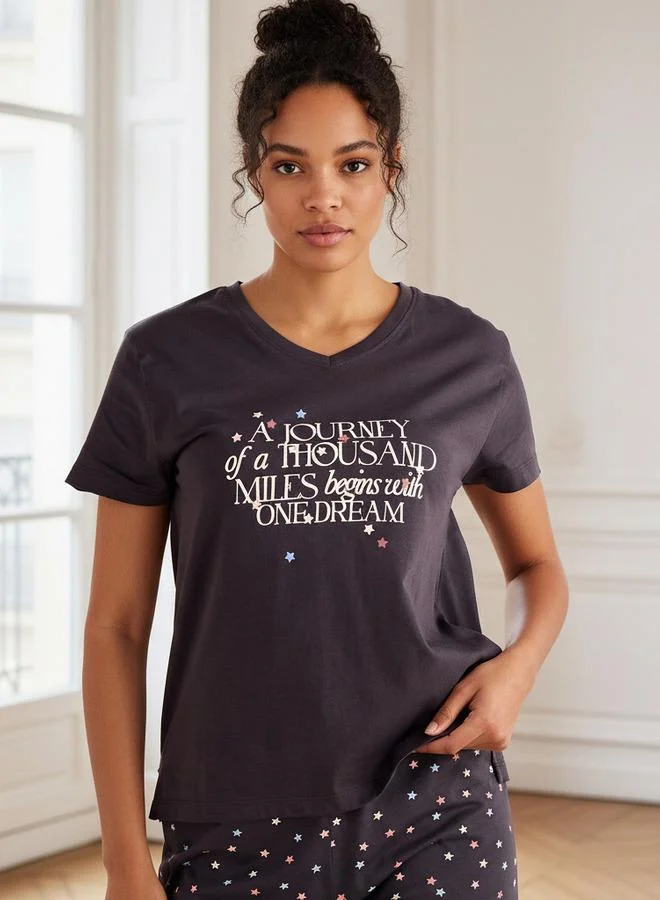 سبلاش فيڤ طقم بيجاما قطن تي شيرت وبنطلون