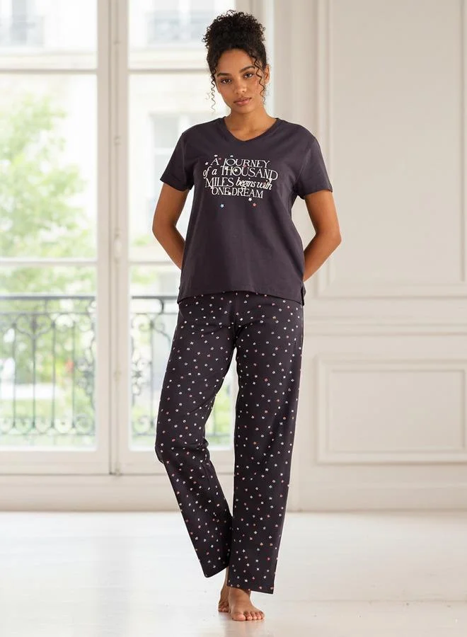 سبلاش فيڤ طقم بيجاما قطن تي شيرت وبنطلون