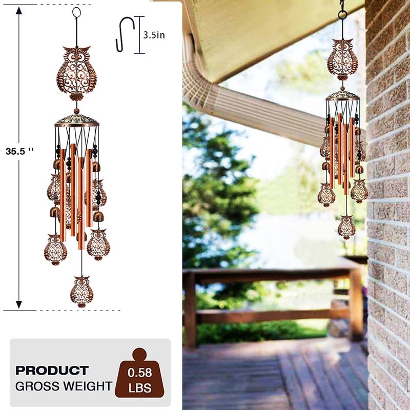 Owl Wind Chimes for Outside, Owl Gifts for Women Mom Grandma Friend, 35IN Windchimes Outdoors Clearance, Owls Garden Patio Porch Decor - Image 3
