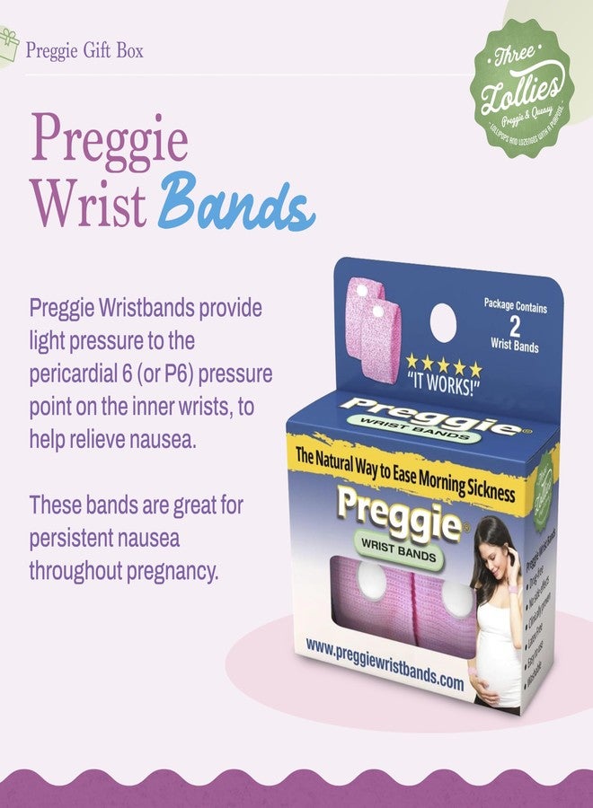 Three Lollies Preggie Gift Box - Natural, Pregnancy Nausea Relief Essentials with Anti-Sickness Lozenges, Hydration Packets, Ginger Capsules, & Anti-Nausea Bands for Morning Sickness - Image 4