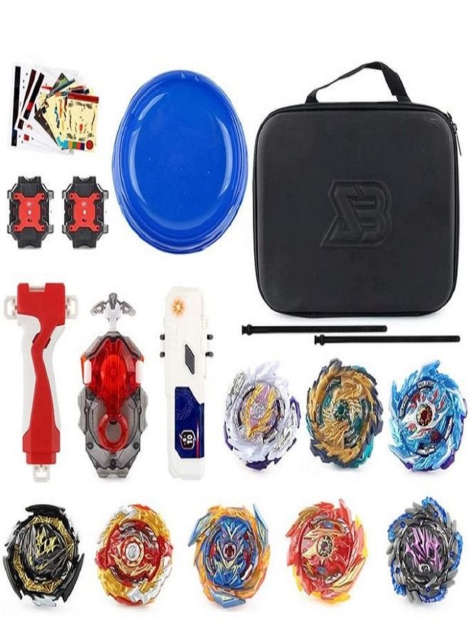 SB Beyblade Burst Gyro Toy Set 8 Spinning Tops 3 Launchers 1 Arena Combat Battling Game with Protable Storage Box - Image 2