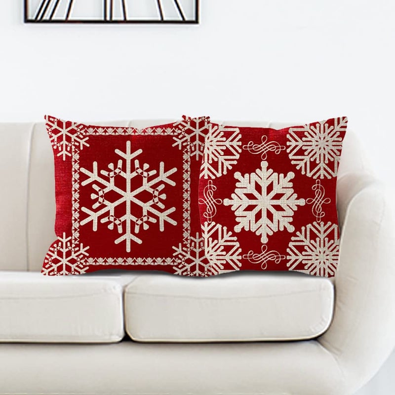NIDITW Set of 2 Sister Birthday Gift Joy Peace Noel Beautiful Snowflakes Body Red Cotton Burlap Linen Throw Pillow Case Cushion Cover Sofa Outdoor Decorative Square 18X18 Inches - Image 4
