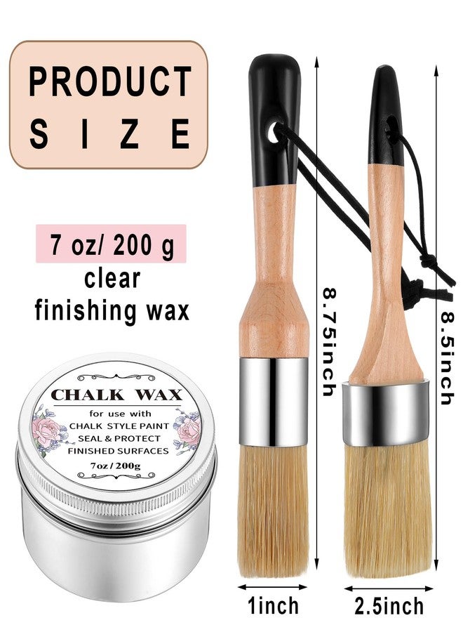 Threlaco Furniture Finishing Wax Paint Wax Sealer Clear with 2 Brush Set 7 oz for Clear Chalk Sealing Wood Surfaces Interior Furniture Protective Painting Waxing Wooden Floor Cabinet Home Accessories - Image 2