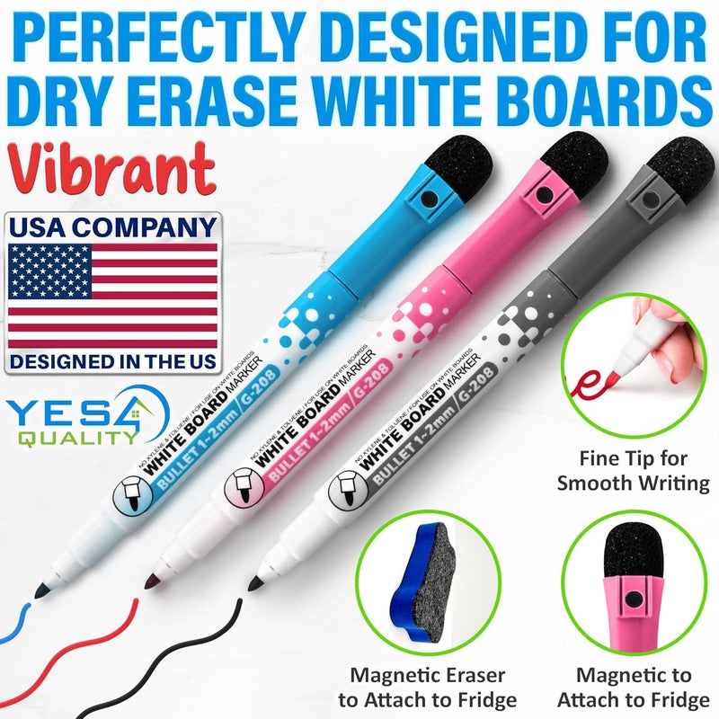 YES4QUALITY Magnetic Dry Erase Whiteboard Sheet for Fridge - 19x13 - Stain Resistant Technology with 3 Fine Tip Markers & Big Eraser with Magnet - Refrigerator White Board Planner Organizer - by - Image 3