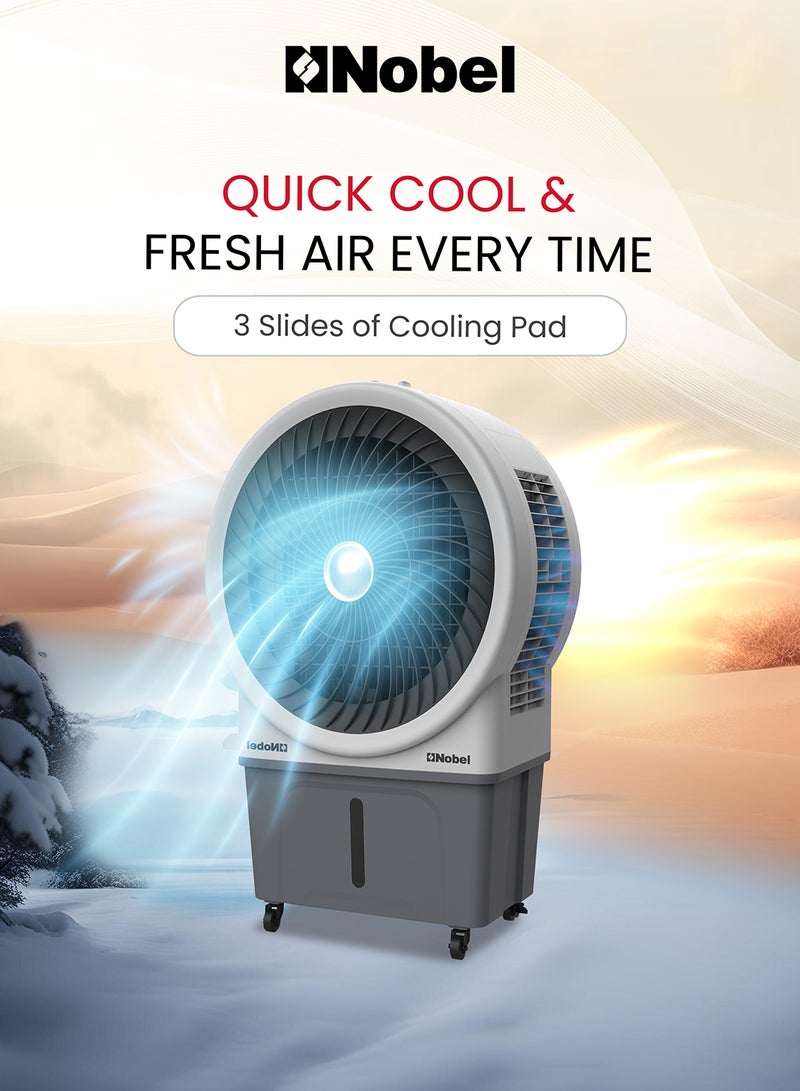 Nobel Air Cooler 60 Liters Capacity, 3 Wind Speeds, Horizontal & Vertical Oscillation, Pump Protection, Automatic Refilling, Powerful Cooling 60 L NAC1111 Grey - Image 5