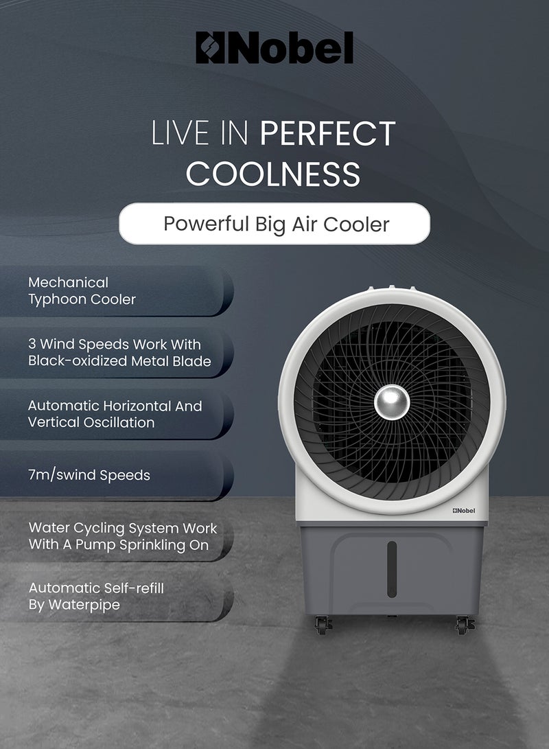 Nobel Air Cooler 60 Liters Capacity, 3 Wind Speeds, Horizontal & Vertical Oscillation, Pump Protection, Automatic Refilling, Powerful Cooling 60 L NAC1111 Grey - Image 3