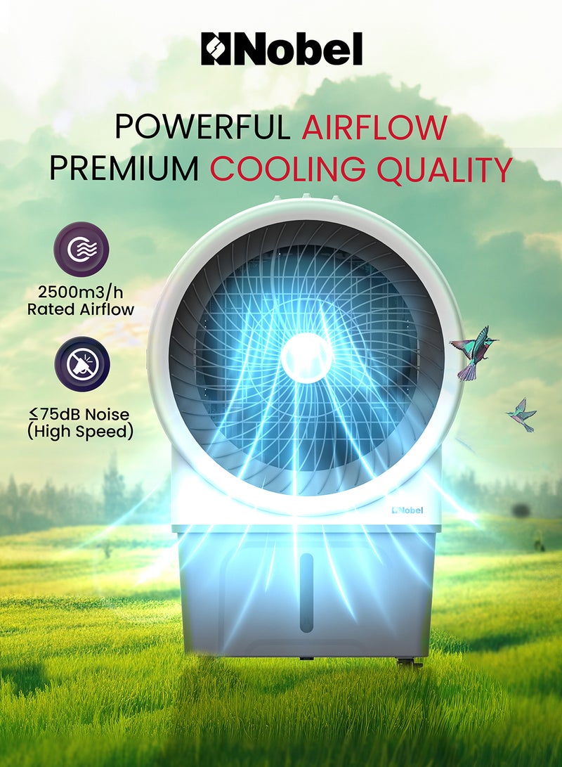 Nobel Air Cooler 60 Liters Capacity, 3 Wind Speeds, Horizontal & Vertical Oscillation, Pump Protection, Automatic Refilling, Powerful Cooling 60 L NAC1111 Grey - Image 2