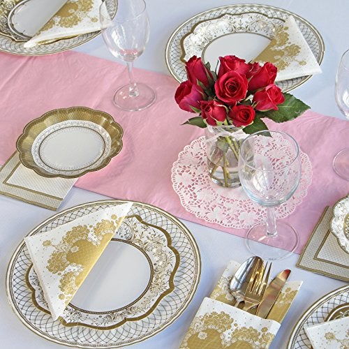 Talking Tables زينة حفلات توكينغ تيبلز الذهبية | أطباق ورقية ذهبية | أطباق بيضاء وذهبية | رائعة لحفلات الزفاف، ودش العروس، وعيد الميلاد وزينة عيد الميلاد - Image 2