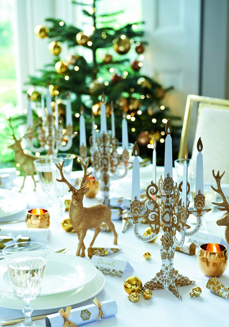 Talking Tables زينة حفلات توكينغ تيبلز الذهبية | أطباق ورقية ذهبية | أطباق بيضاء وذهبية | رائعة لحفلات الزفاف، ودش العروس، وعيد الميلاد وزينة عيد الميلاد - Image 4