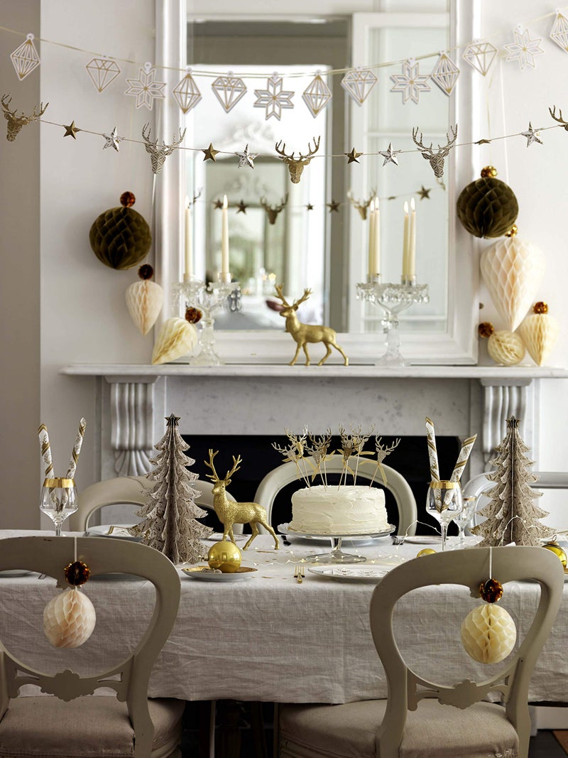 Talking Tables زينة حفلات توكينغ تيبلز الذهبية | أطباق ورقية ذهبية | أطباق بيضاء وذهبية | رائعة لحفلات الزفاف، ودش العروس، وعيد الميلاد وزينة عيد الميلاد - Image 5