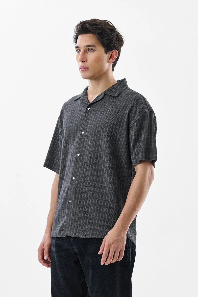 SNITCH Snap Button Stripes Box Fit Shirt