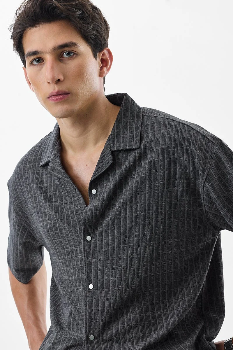 SNITCH Snap Button Stripes Box Fit Shirt